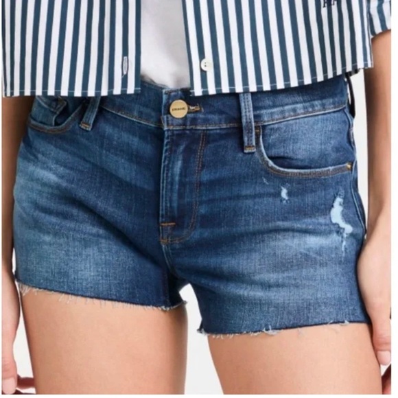 FRAME denim Le Cutoff shorts size 27. Quiet luxury neutral minimalist festival - Picture 3 of 9